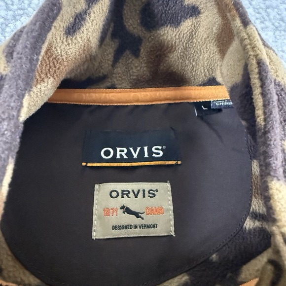 Orvis Hill Country Microfleece 1/4 Zip Pullover Mens Large 1971 Camo Sweater - Picture 5 of 6